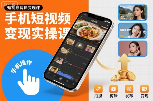 手机短视频变现实操课,短视频剪辑变现课-吾爱创业网