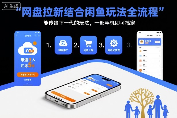 网盘拉新结合闲鱼玩法全流程,能传给下一代的玩法,一部手机即可搞定(附入口渠道以及实操教程)-吾爱创业网