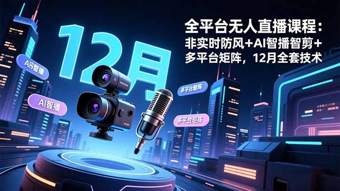 (16754期)全平台无人直播课程:非实时防风+AI智播智剪+多平台矩阵,12月全套技术-吾爱创业网