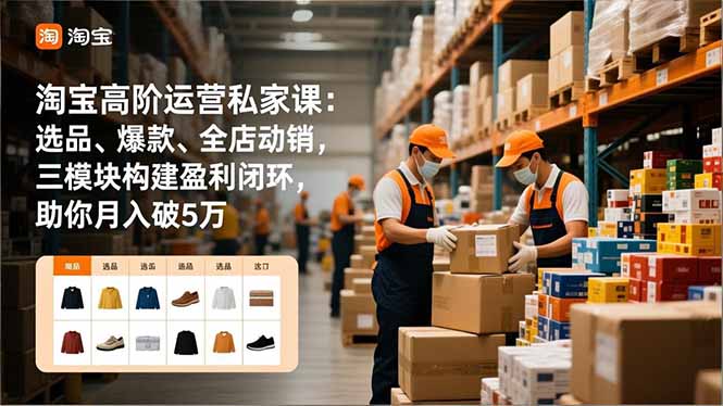 （16934期）淘宝高阶运营私家课：选品、爆款、全店动销，三模块构建盈利闭环，助你月入破5万（更新12月）-吾爱创业网