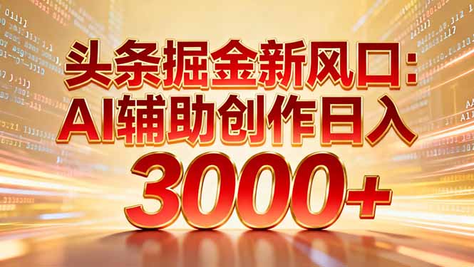 （16923期）头条掘金新风口：AI辅助创作日入3000+，矩阵玩法当天启动隔天见效-吾爱创业网