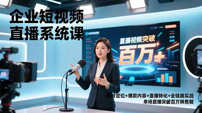 （16878期）企业短视频直播系统课，账号定位+爆款内容+直播转化+全链路实战，单场直播突破百万销售额-吾爱创业网