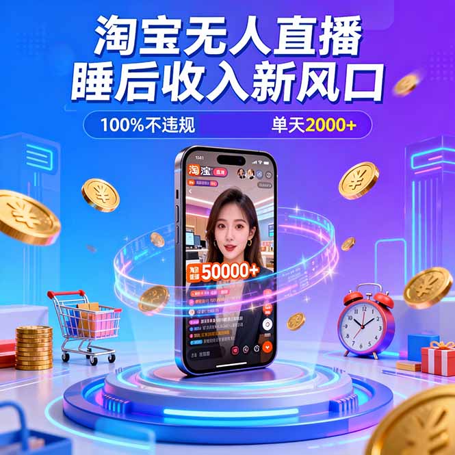 (16822期)淘宝无人直播,不违规不封号,直播100小时卖了5万,年底旺季!-吾爱创业网