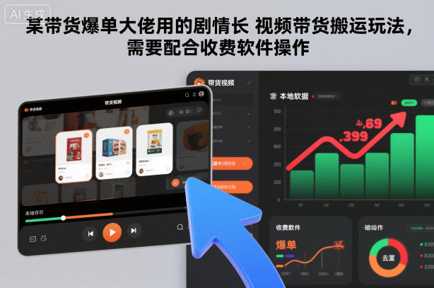 某带货爆单大佬用的剧情长视频带货搬运玩法,需要配合收费软件操作-吾爱创业网