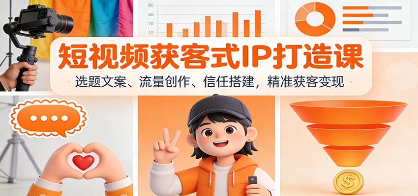短视频获客式IP打造课：选题文案、流量创作、信任搭建，精准获客变现-吾爱创业网