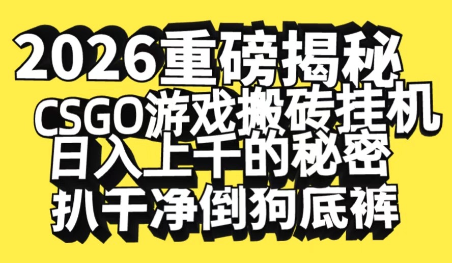 2026开年重磅解密，CSGO游戏搬砖挂机日入上千的秘密，把倒狗的底裤扒干-吾爱创业网
