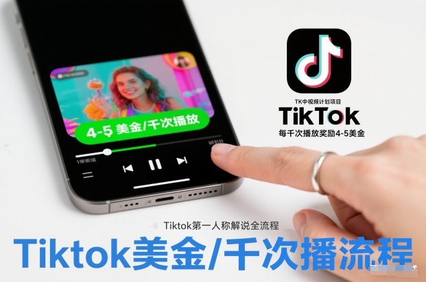 TK中视频计划项目,Tiktok第一人称解说流程,每干次播放奖励4-5美金-吾爱创业网