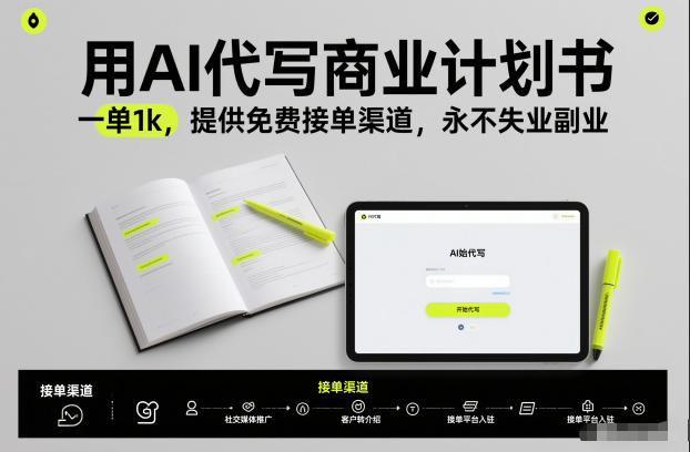 用AI代写商业计划书，一单1k，提供免费接单渠道，永不失业副业-吾爱创业网