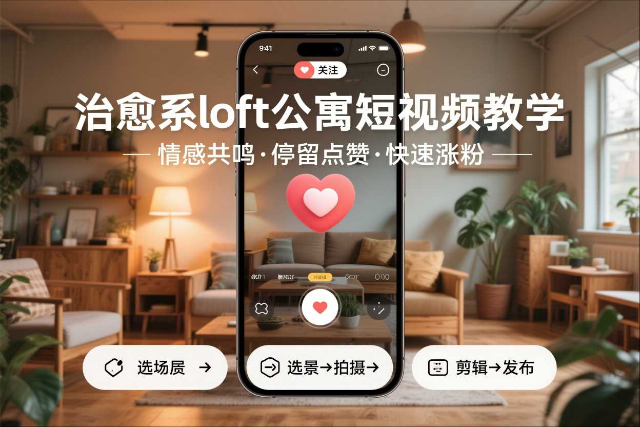 治愈系loft公寓短视频制作教学，情感共鸣引停留点赞关注，快速起号涨粉-吾爱创业网