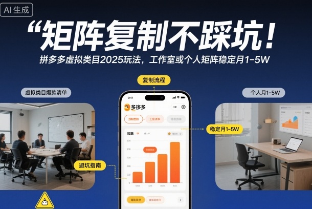 矩阵复制不踩坑！拼多多虚拟类目2025玩法，工作室或者个人矩阵稳定月1-5W【揭秘】-吾爱创业网