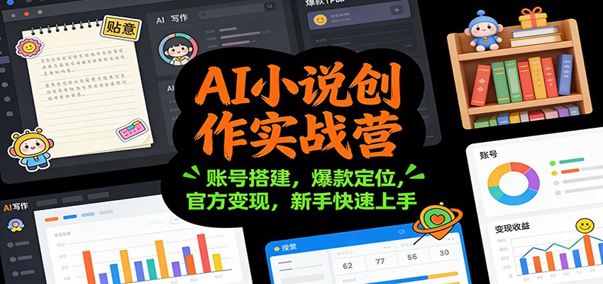 AI小说创作实战营：账号搭建，爆款定位，官方变现，新手快速上手-吾爱创业网