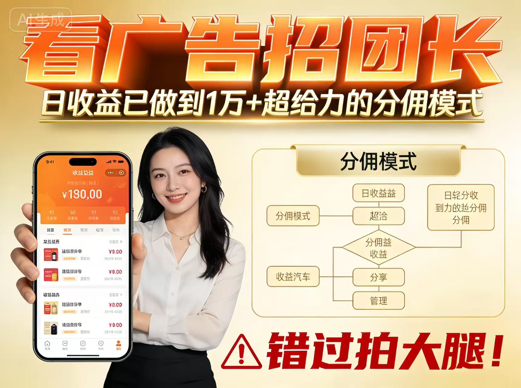 看广告招团长,团队收益已做到日入1万,分佣模式超给力,错过拍大腿-吾爱创业网