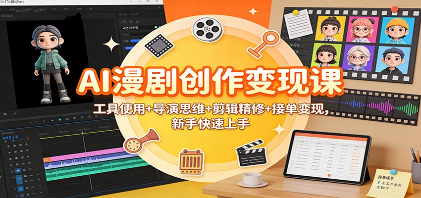 AI漫剧创作变现课:工具使用+导演思维+剪辑精修+接单变现,新手快速上手-吾爱创业网