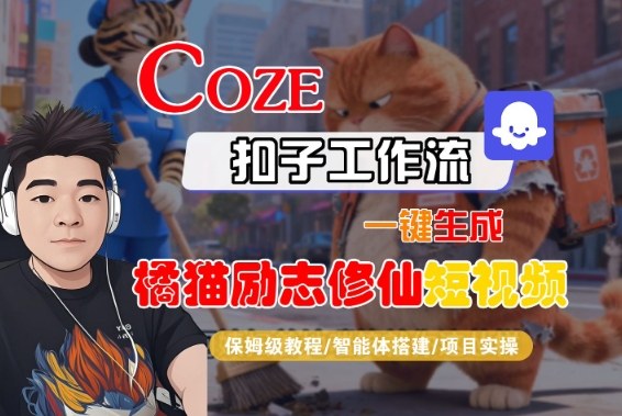 Coze扣子智能体工作流一键生成“橘猫励志修仙“短视频,全流程保姆级教学-吾爱创业网
