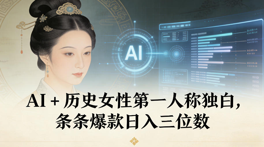 AI+历史女性第一人称独白，条条爆款日入三位数-吾爱创业网
