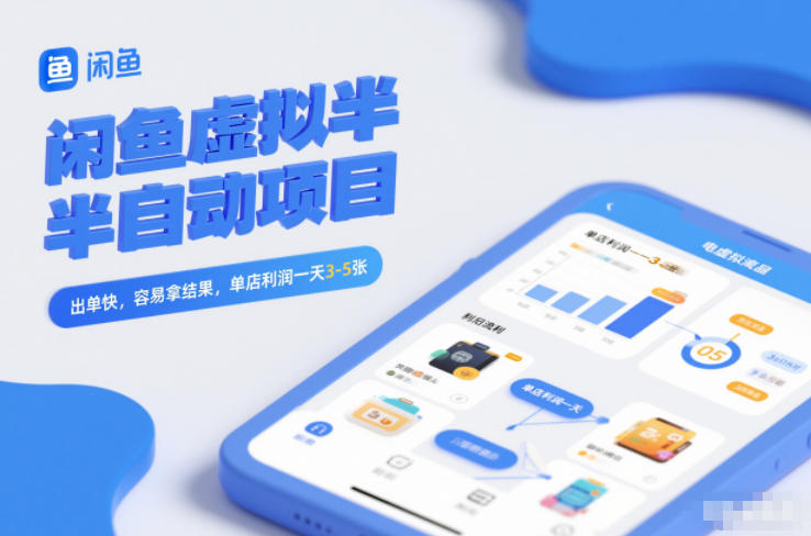 闲鱼虚拟半自动项目，出单快，容易拿结果，单店利润一天3-5张-吾爱创业网