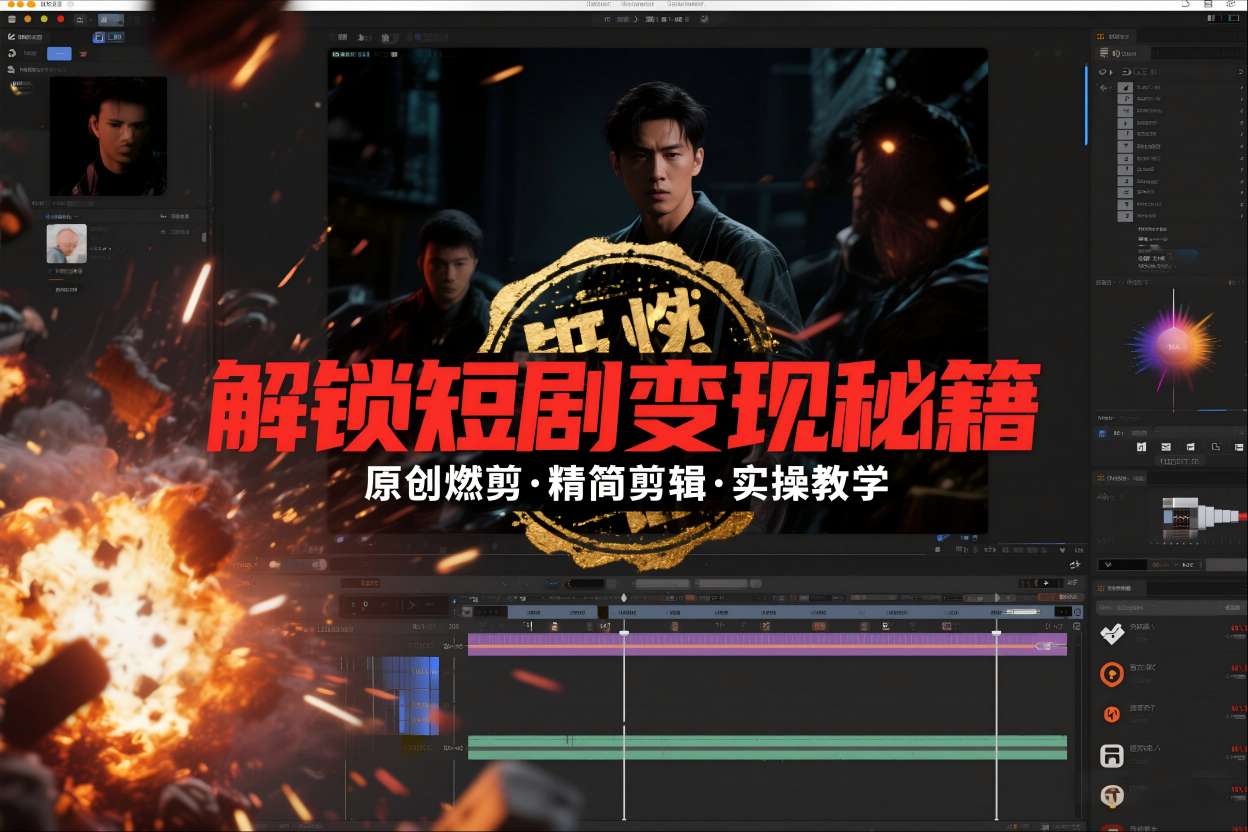 短剧拉新之原创燃剪精简剪辑实操课，解锁短剧变现秘籍-吾爱创业网