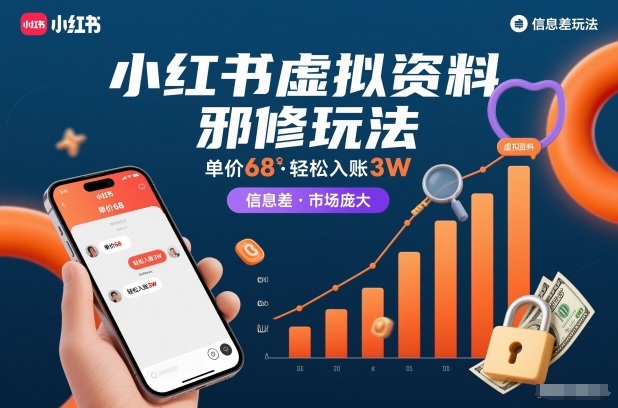 小红书虚拟资料邪修玩法，单价68，轻松入账3W，信息差玩法，市场庞大-吾爱创业网