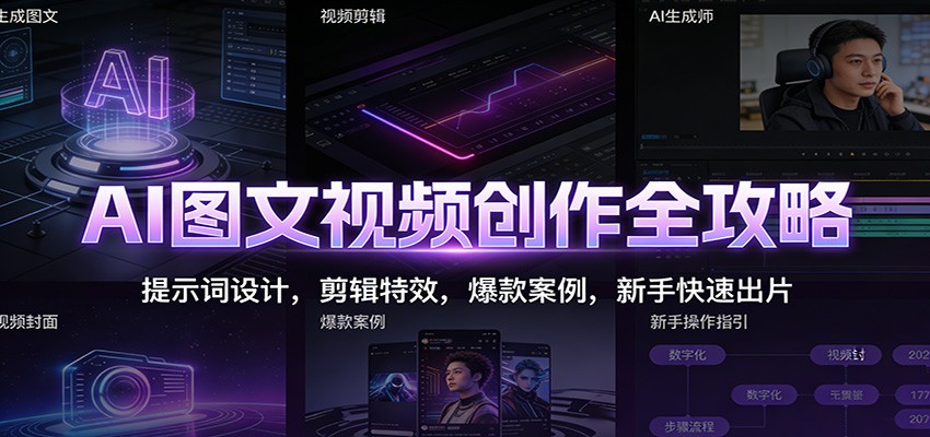 AI图文视频创作全攻略：提示词设计，剪辑特效，爆款案例，新手快速出片-吾爱创业网