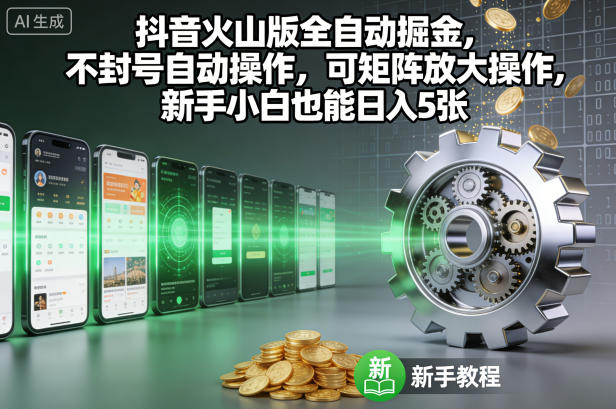 抖音火山版全自动掘金,不封号自动操作,可矩阵放大操作,新手小白也能日入5张【揭秘】-吾爱创业网