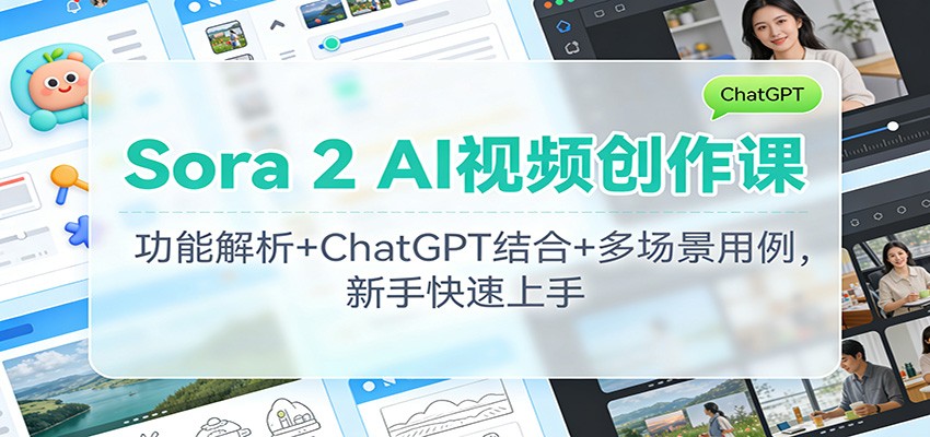 Sora 2 AI视频创作课：功能解析+ChatGPT结合+多场景用例，新手快速上手-吾爱创业网