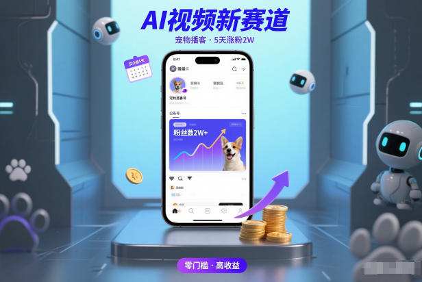 AI视频新赛道，宠物播客仅注册5天涨粉2W，收益非常可观-吾爱创业网