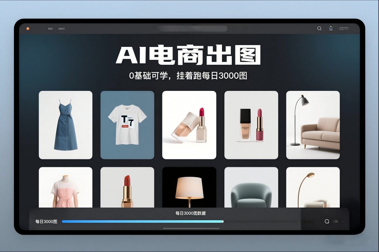 AI电商出图，0基础可学，挂着跑每日3000图-吾爱创业网