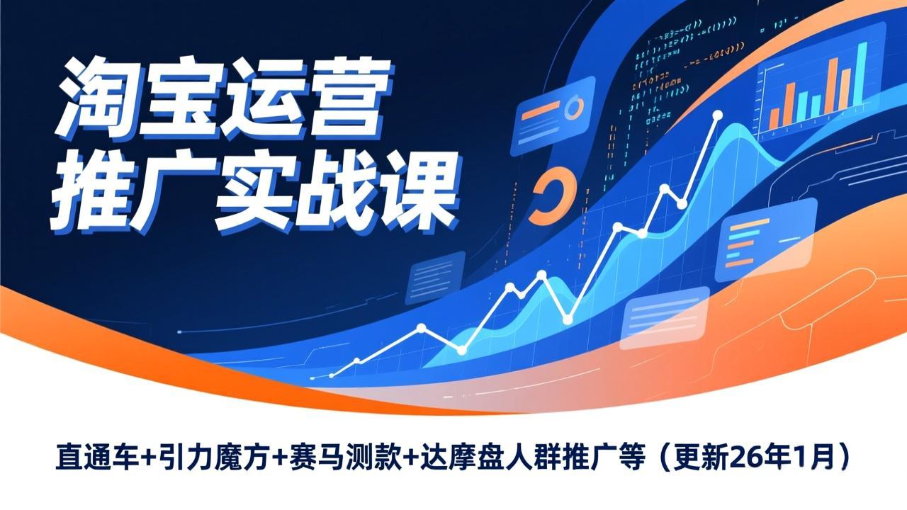 （17200期）淘宝运营推广实战课，直通车+引力魔方+赛马测款+达摩盘人群推广等（更新26年1月）-吾爱创业网