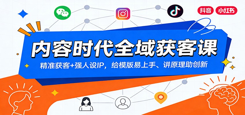 内容时代全域获客课：精准获客+强人设IP，给模版易上手、讲原理助创新-吾爱创业网