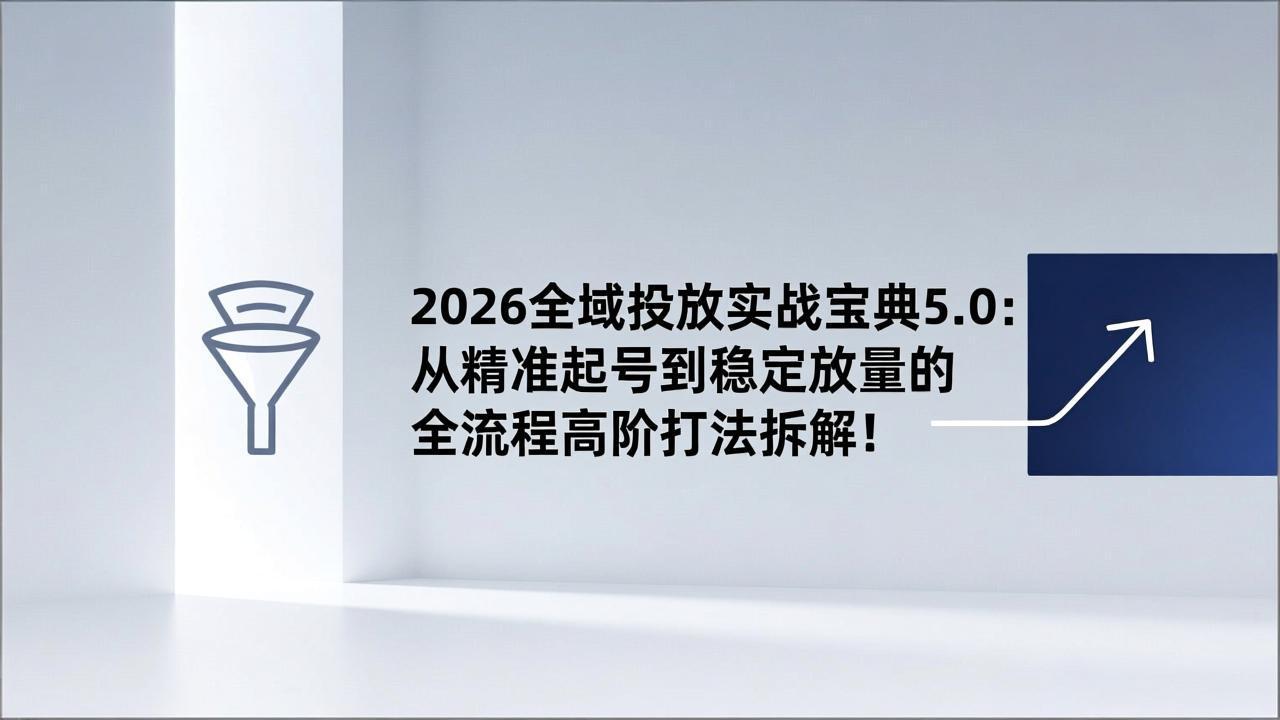 （17156期）2026全域投放实战宝典5.0：从精准起号到稳定放量的全流程高阶打法拆解！-吾爱创业网