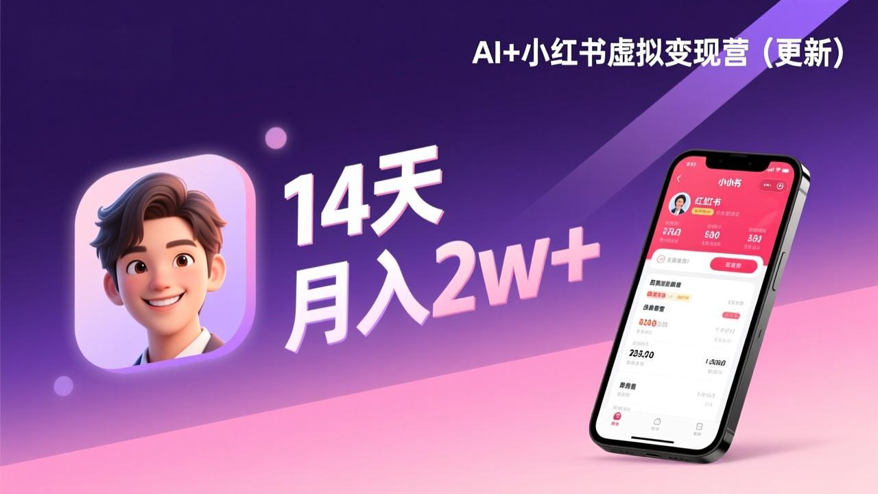 (17275期)AI+小红书虚拟变现营(更新),14天掌握选品、笔记、成交,打造自动化月入2w+事业-吾爱创业网