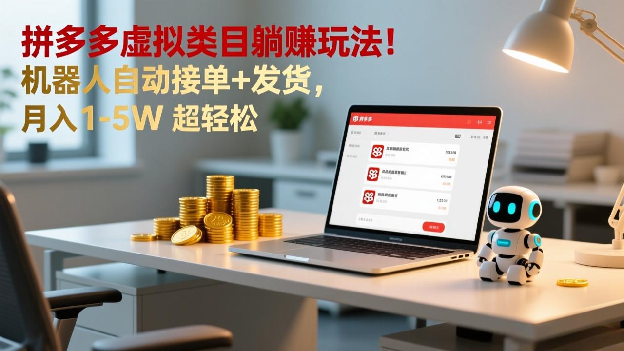 (17174期)多多虚拟类目躺赚玩法!机器人自动接单+发货,月入 1-5W 超轻松-吾爱创业网