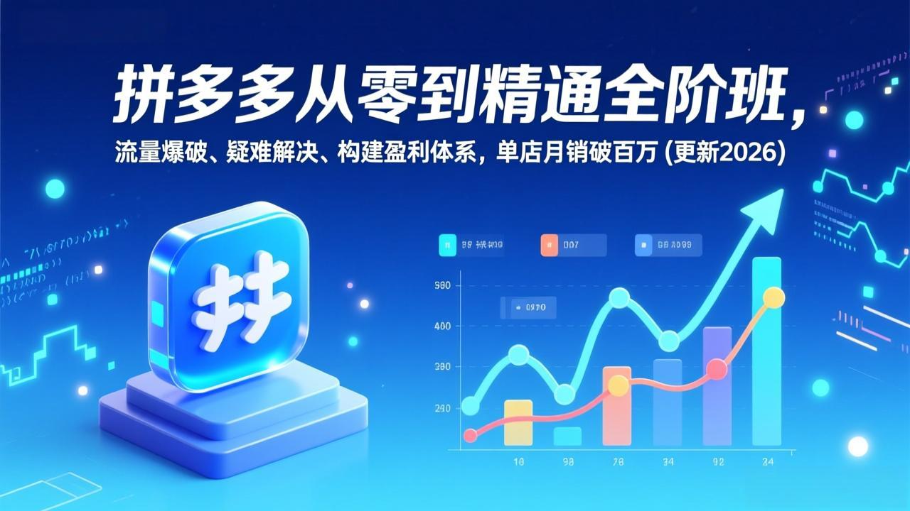 （17148期）拼多多从零到精通全阶班，流量爆破、疑难解决，构建盈利体系，单店月销破百万(更新2026)-吾爱创业网