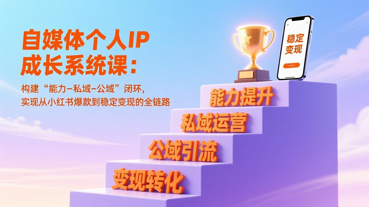 (17192期)自媒体个人IP成长系统课:构建“能力-私域-公域”闭环,实现从小红书爆款到稳定变现的全链路-吾爱创业网