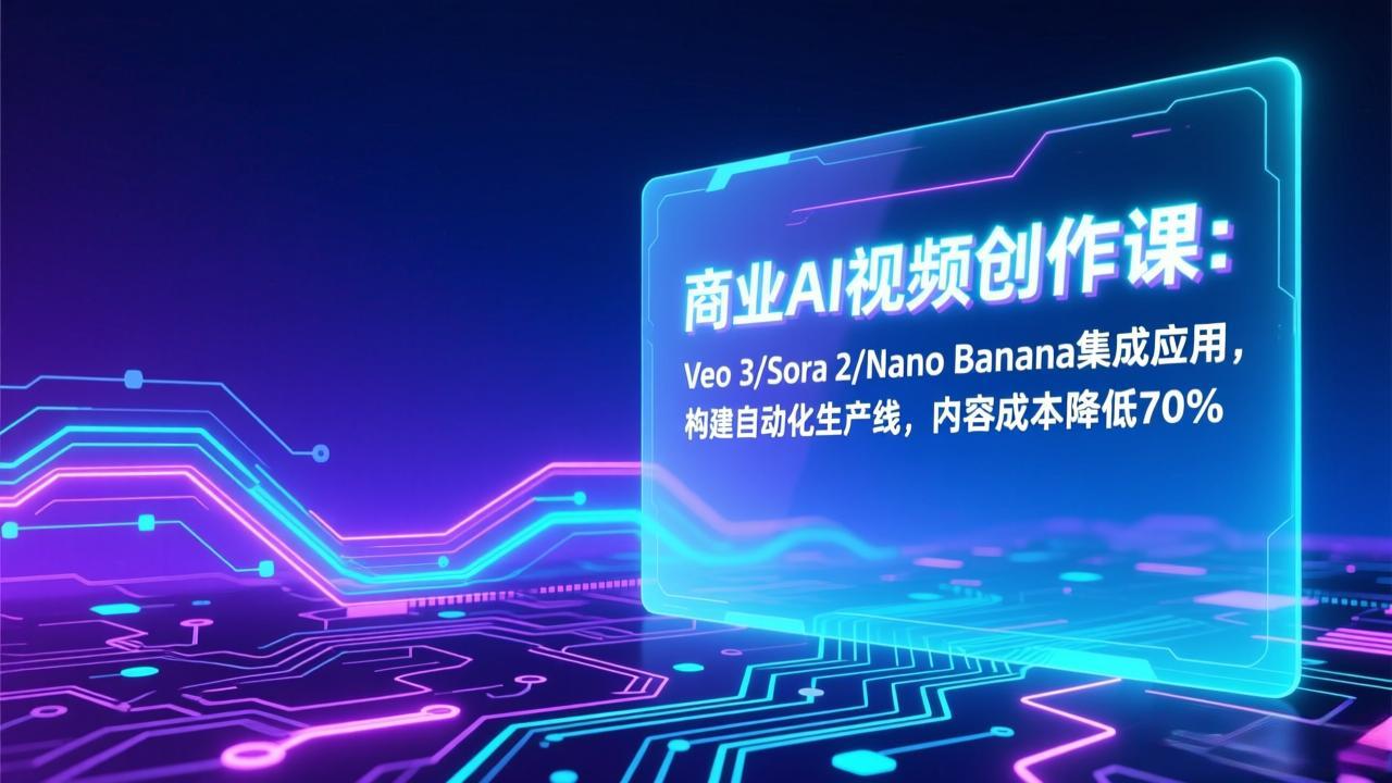 （17070期）商业AI视频创作课：Veo 3/Sora 2/Nano Banana集成应用，构建自动化生产线，内容成本降低70%-吾爱创业网