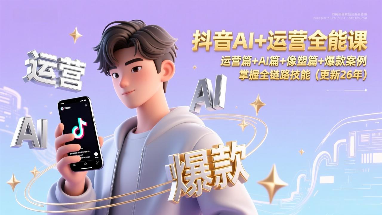 （17078期）抖音AI+运营全能课，运营篇+AI篇+像塑篇+爆款案例，掌握全链路技能（更新26年）-吾爱创业网