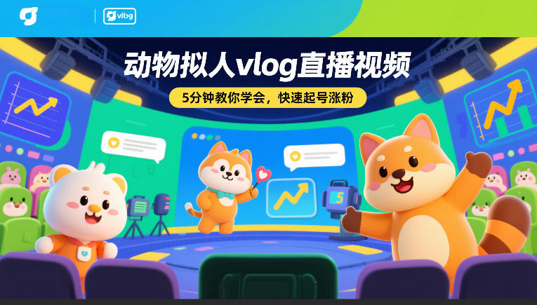 动物拟人vlog直播视频，5分钟教你学会，快速起号涨粉-吾爱创业网