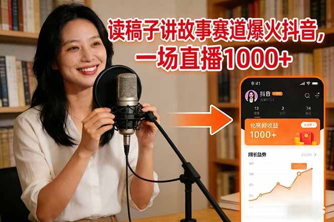 （17073期）读稿子讲故事赛道爆火抖音，一场直播日入1000+-吾爱创业网