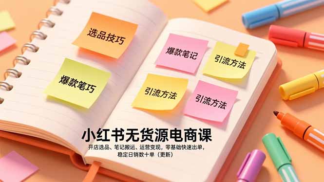 （17018期）小红书无货源电商课，开店选品、笔记搬运、运营变现，零基础快速出单，稳定日销数十单（更新）-吾爱创业网