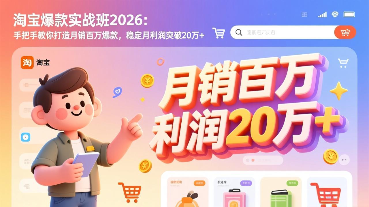 （17209期）淘宝爆款实战班2026：手把手教你打造月销百万爆款，稳定月利润突破20万+-吾爱创业网
