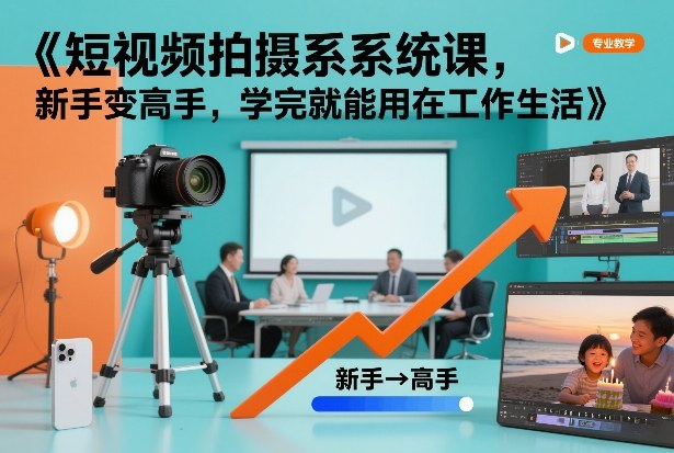 短视频拍摄系统课，新手变高手，学完就能用在工作生活-吾爱创业网