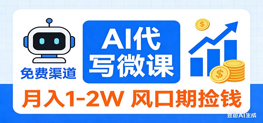 2026告别打工！AI 代写微课，提供免费渠道，月入 1-2W 风口期捡钱-吾爱创业网