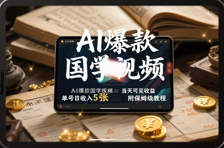 AI爆款国学视频，独家起号方法，小白直接上手，当天可见收益，单号日收入5张+附保姆级教程-吾爱创业网