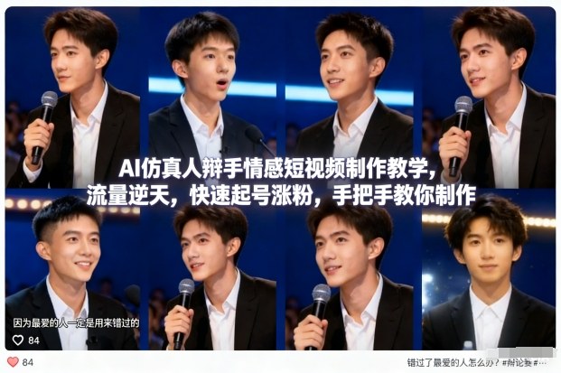 AI仿真人辩手情感短视频制作教学，流量逆天，快速起号涨粉，手把手教你制作-吾爱创业网