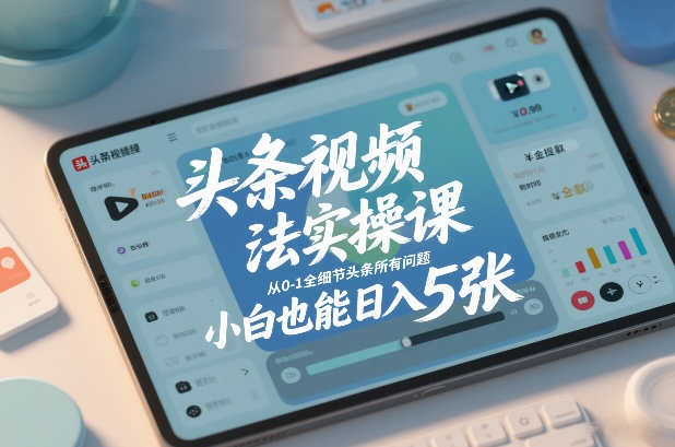 头条视频玩法实操课，从0-1全细节头条所有问题，小白也能日入5张-吾爱创业网