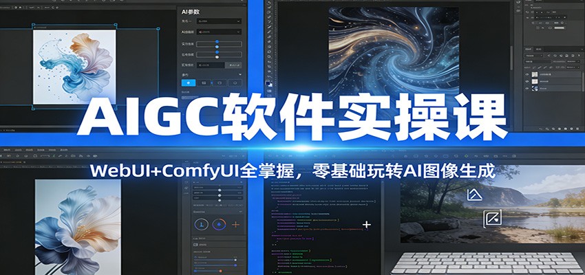 AIGC软件实操课：WebUI+ComfyUI全掌握，零基础玩转AI图像生成-吾爱创业网
