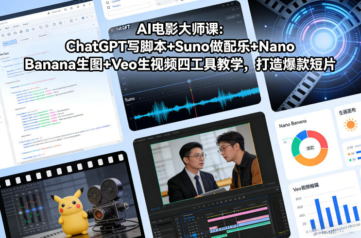 AI电影大师课：ChatGPT写脚本+Suno做配乐+Nano Banana生图+Veo生视频，打造爆款短片-吾爱创业网
