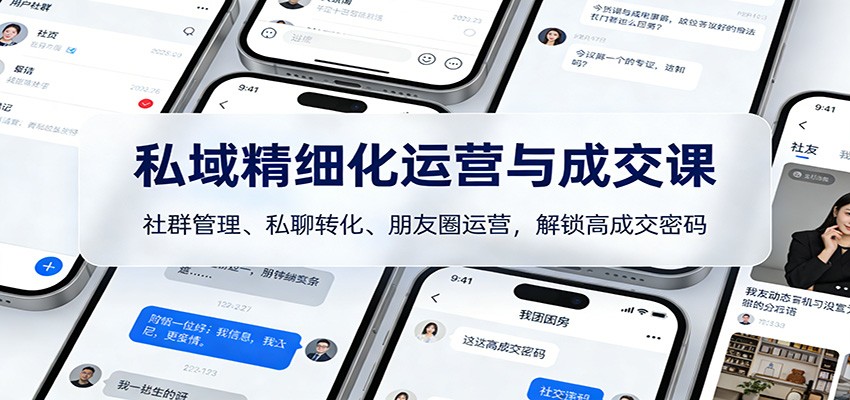 私域精细化运营与成交课：社群管理、私聊转化、朋友圈运营，解锁高成交密码-吾爱创业网