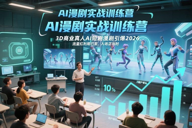 AI漫剧实战训练营，3D商业真人AI短剧漫剧引爆2026，流量红利期已至，入场正当时-吾爱创业网