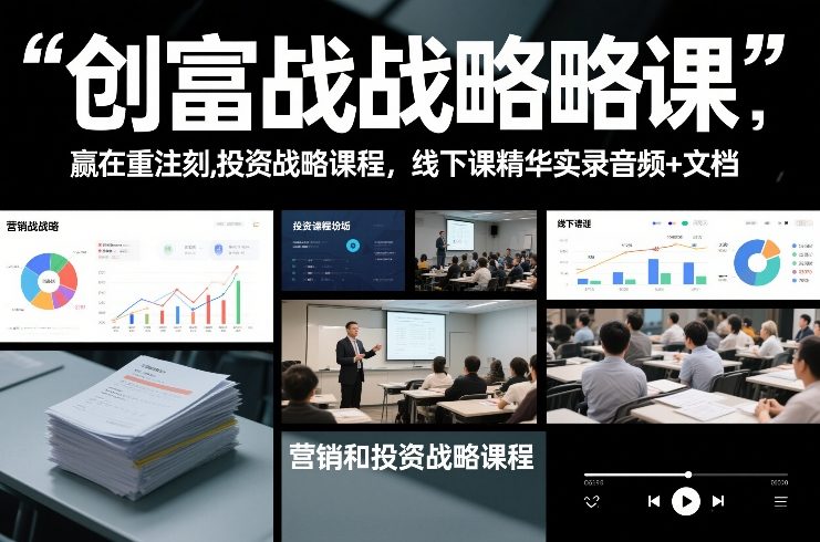 创富战略课，赢在重注时刻，营销和投资战略课程，线下课精华实录音频+文档-吾爱创业网